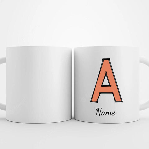 weiße Tasse mit Buchstaben