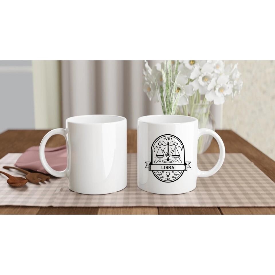 sternzeichen waage auf tasse bedruckt