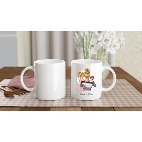 Personalisierte Mama Tasse (Mutter mit Tochter und Spielzeug)