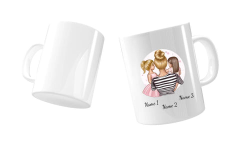 Personalisierte Mama Tasse (Mutter mit Töchtern)