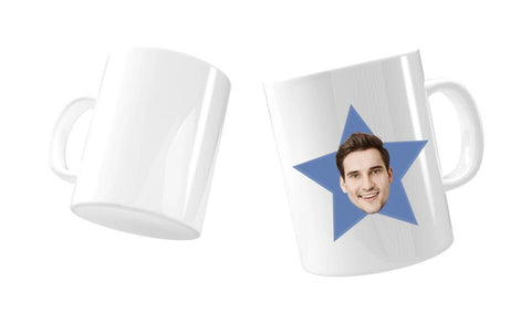 Lustiges Gesicht mit Stern personalisierte Tasse