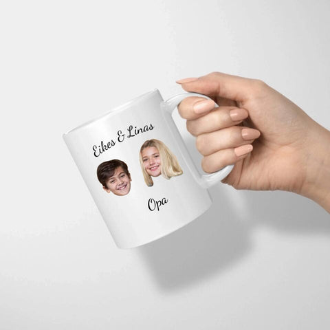 Tasse lustiges Gesicht - 2 Kinder und Opa