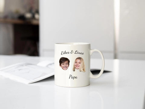 Tasse mit Gesichtsfotos und -text personalisiert 