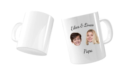 Tasse lustiges Gesicht - 2 Kinder und Papa