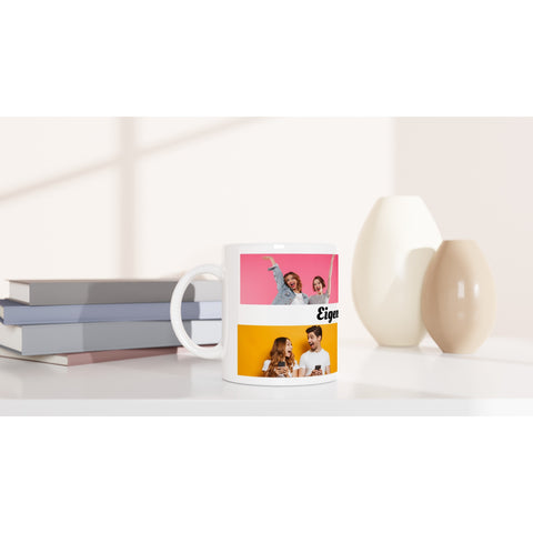 Bedruckte Tasse mit 4 Bilder und Text