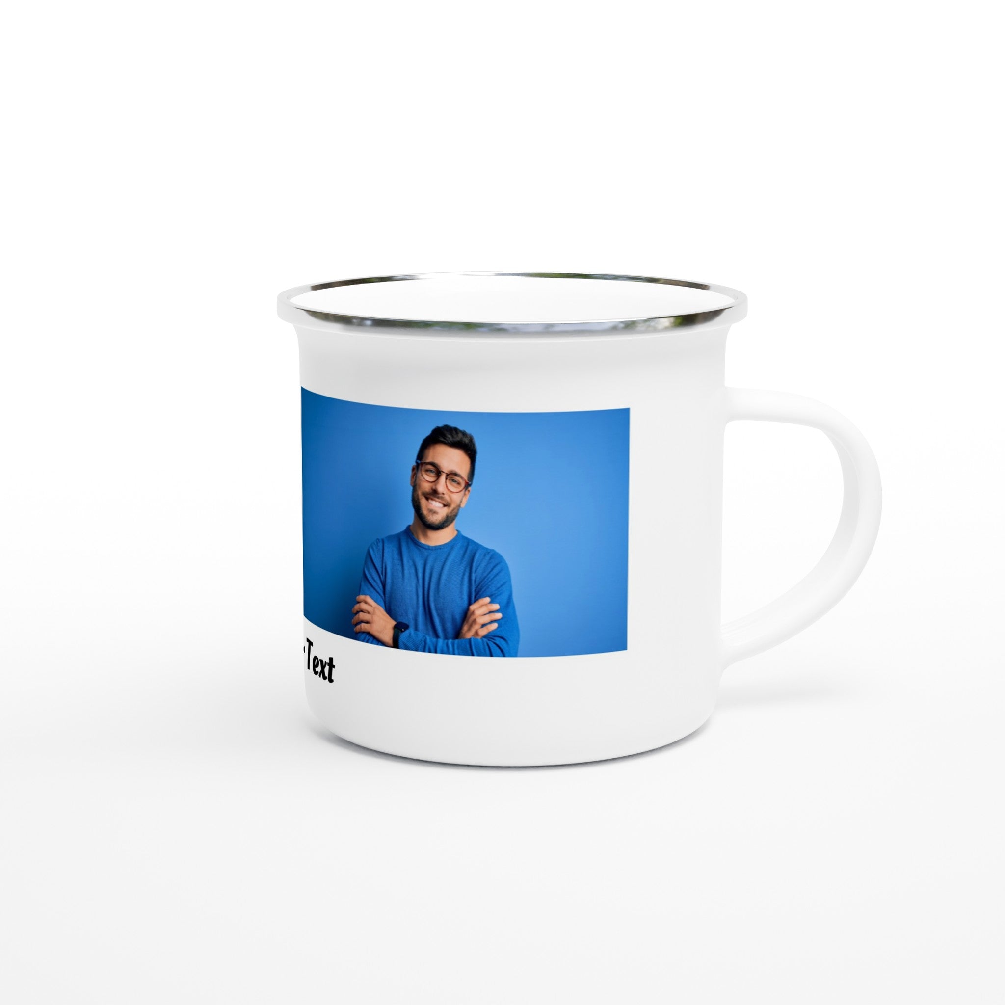 Camping Tasse Emaille mit Fotos und Text bedrucken