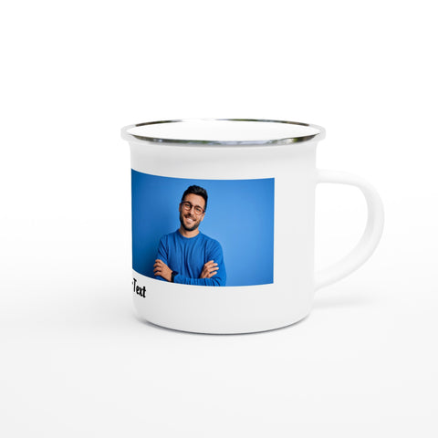 Camping Tasse Emaille mit Fotos und Text bedrucken